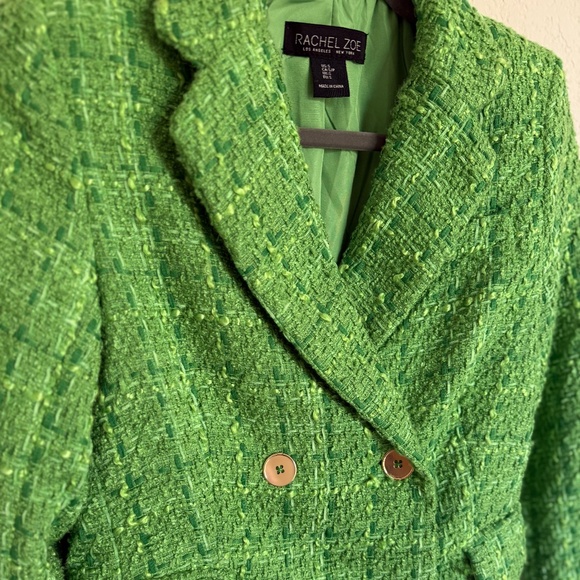 Rachel Zoe Green Tweed Blazer Gold Buttons Size Small - Picture 1 of 7